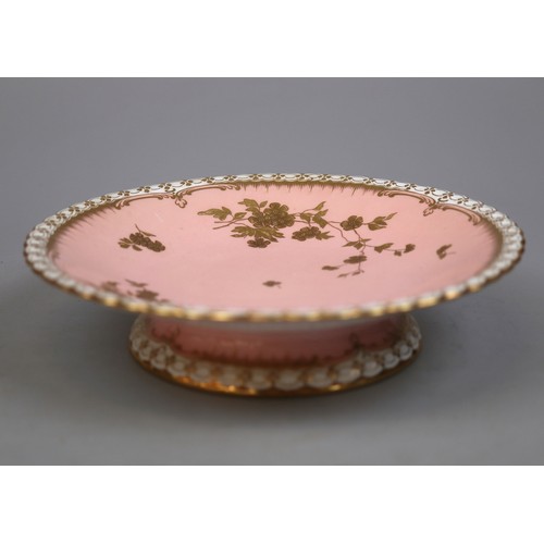 113 - Minton Desert Service (Circa 1895) Pink Ground with raised paste gold enamel Aesthetic Movement deco... 