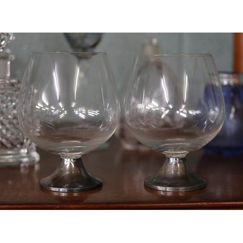 168 - Collection of glassware to include crystal and hallmarked silver stemmed glasses