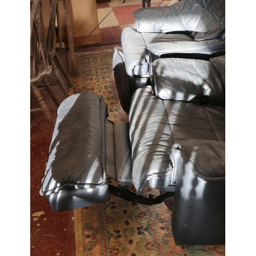 429 - Pair of leather swivel reclining armchairs