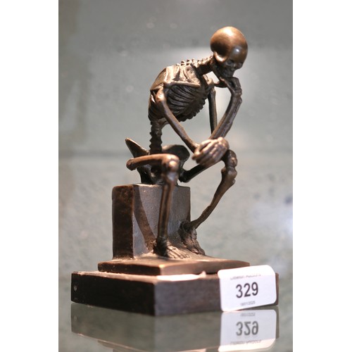 329 - Small bronze skeleton sculpture - Approx H: 15cm