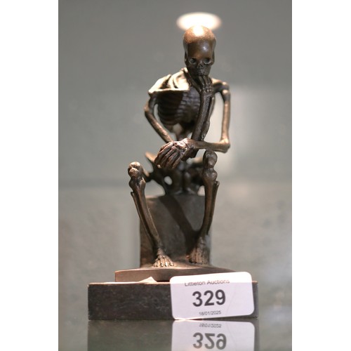 329 - Small bronze skeleton sculpture - Approx H: 15cm