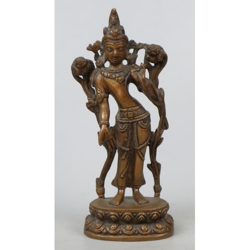 270 - Antique 17th/18thC bronze of Bodhisattva in the form of Padmapani Lokeshvara with traces of earlier ... 