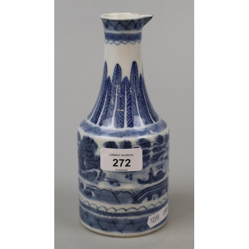 272 - Antique Chinese blue and white ewer landscape scene - Approx 20cm x 10cm