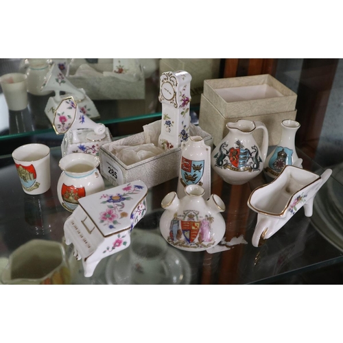 285 - Collection of miniature ceramics to include crested ware