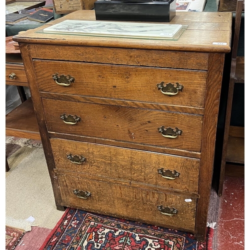 377 - Early oak chest of four drawers - Approx W: 71cm D: 49cm H: 82cm