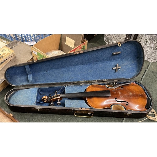 382 - Violin in wooden case A/F no bow