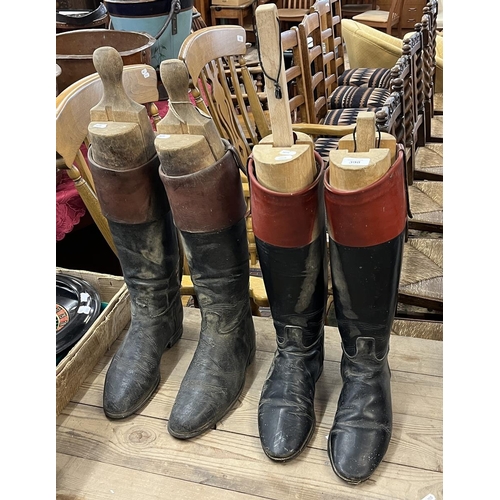 398 - 2 pairs of leather riding boots to include trees