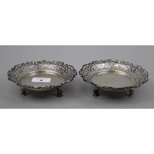 4 - Pair of hallmarked silver bonbon dishes - Approx 246g