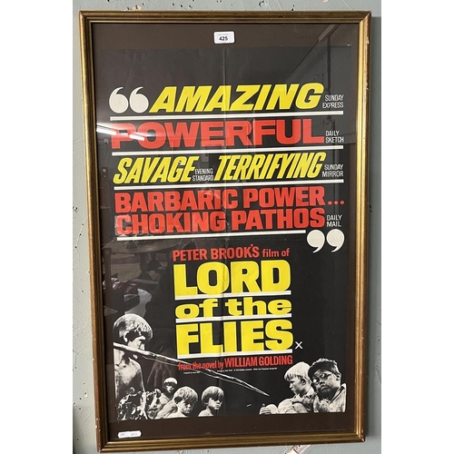 425 - Framed movie poster of Lord of the Flies (1963) - Believed to be original - IS approx 47cm x 74cm