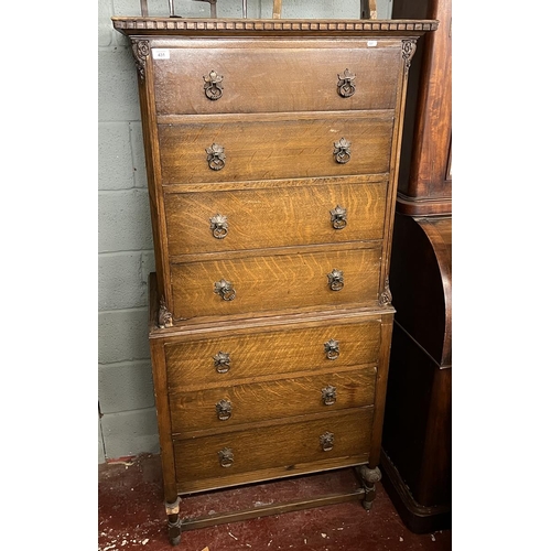 431 - Oak chest on chest - Approx W: 76cm D: 46cm H:164cm