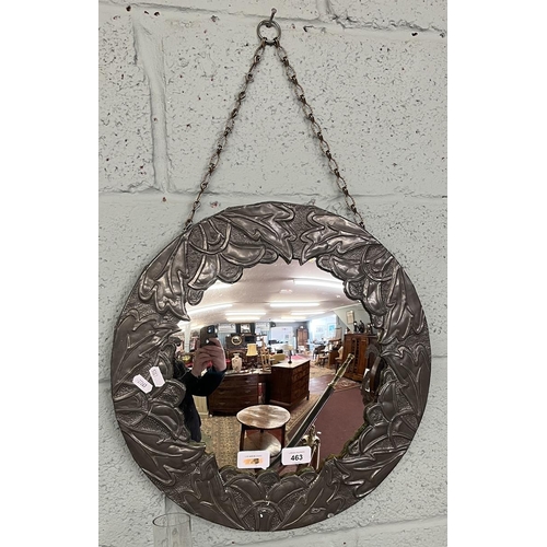 463 - Art Nouveau pewter framed convex mirror - Approx 42cm in diameter with the mirror being approx 28cm ... 