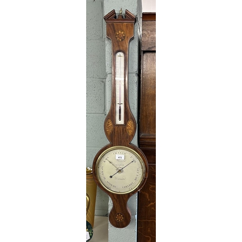 473 - Antique inlaid banjo barometer 