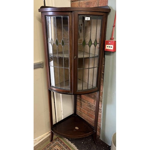 480 - Edwardian inlaid corner cupboard on stand