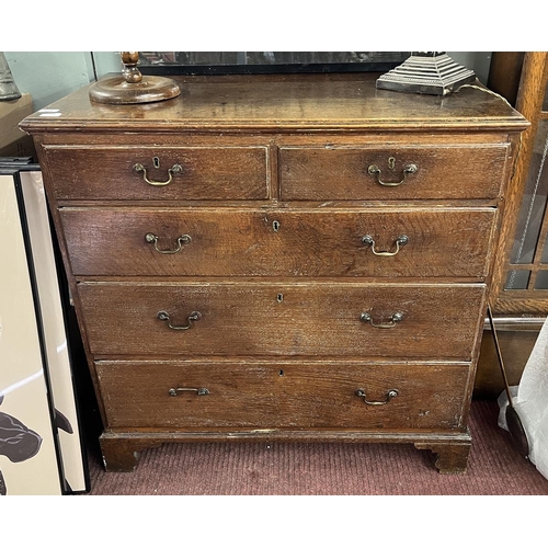 485 - Antique oak 2 over 3 chest of drawers - Approx W: 98cm D: 56cm H: 95cm