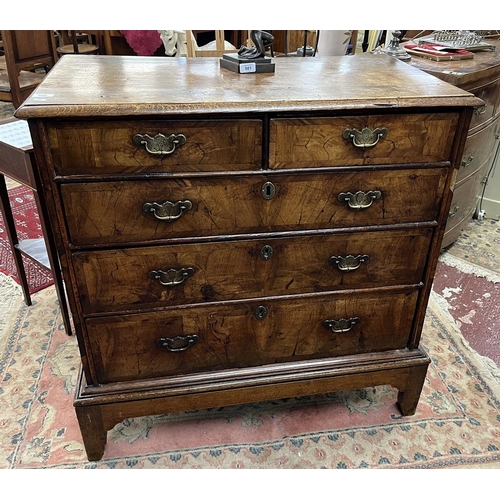 500 - 18thC. cross banded walnut chest on stand - Approx W: 99cm D: 53cm H: 98cm