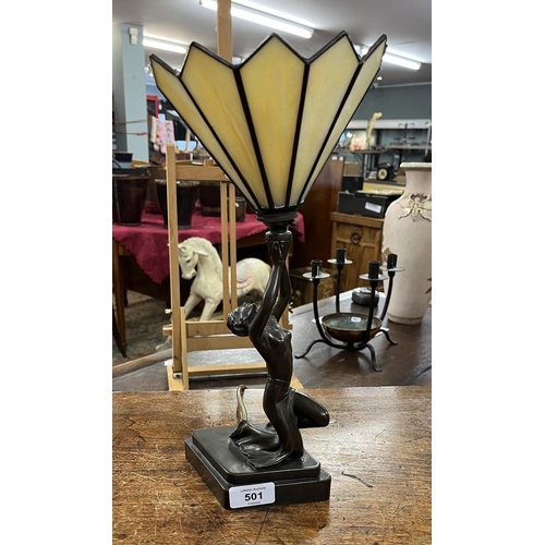 501 - Art Nouveau style bronzed lamp