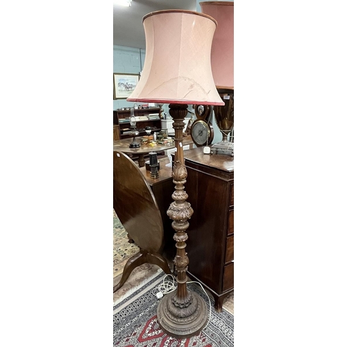 515 - Fine carved walnut standard lamp