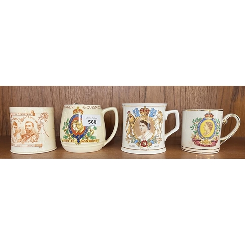 560 - 4 Coronation mugs to include 1 with misprint - Says May instead of Mary