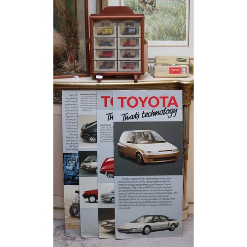 582 - 4 Toyota dealership advertising displays together with display case of of boxed die cast vehicles