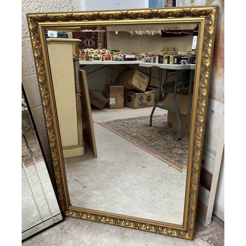 600 - Large beveled glass gilt framed mirror - Approx 75cm x 101cm