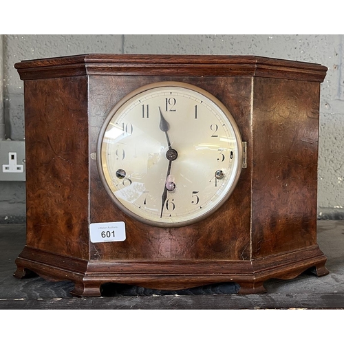 601 - 1930s mahogany mantel clock with Westminster chime