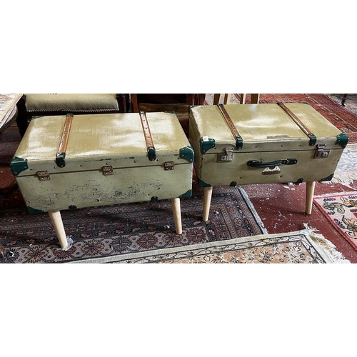 622 - Pair of vintage Asmund S Lardal suitcases converted to tables