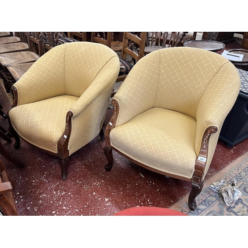 629 - Pair of Edwardian inlaid tub chairs