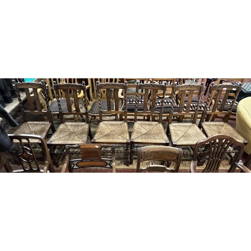 630 - Set of 6 rush seated dining chairs