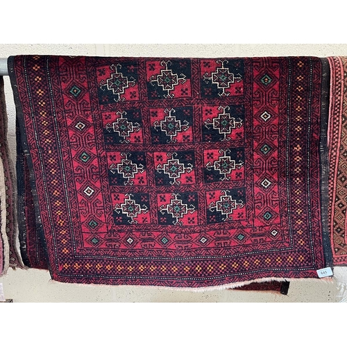 645 - Afghan Bokhara pattern, all wool, handwoven. 139cm x 88cm.