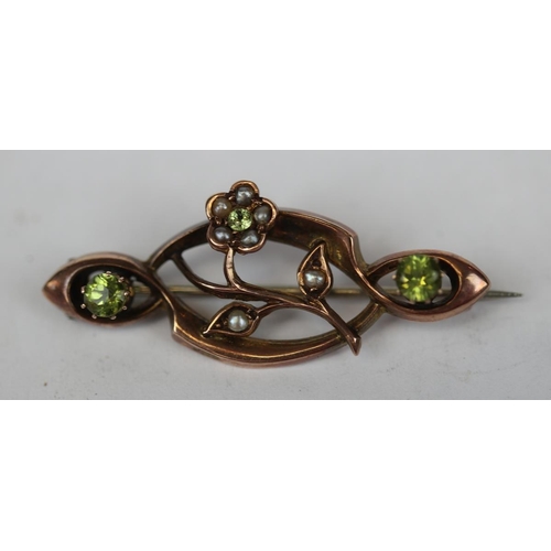 66 - 9ct stone set brooch - Approx 1.9g