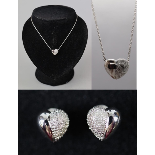 82 - Silver necklace & earring set