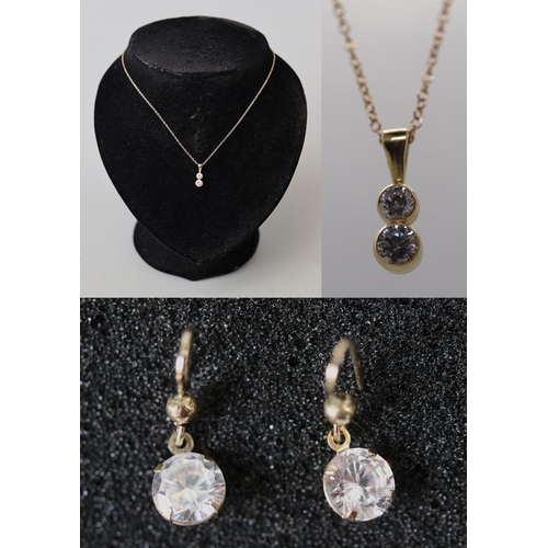 83 - 9ct gold necklace & 9ct gold earrings