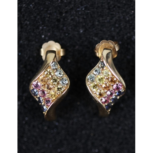 88 - 9ct gold multi stone set earrings