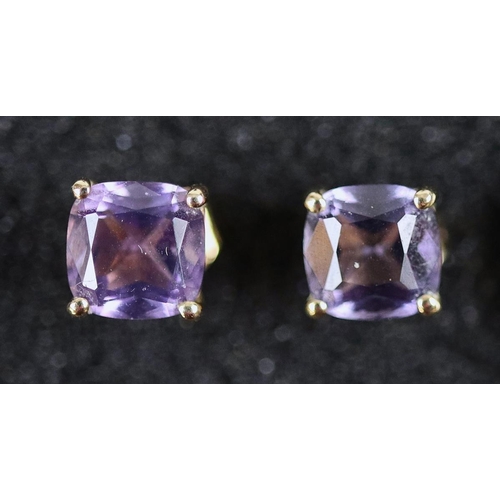 89 - 9ct gold amethyst set earrings