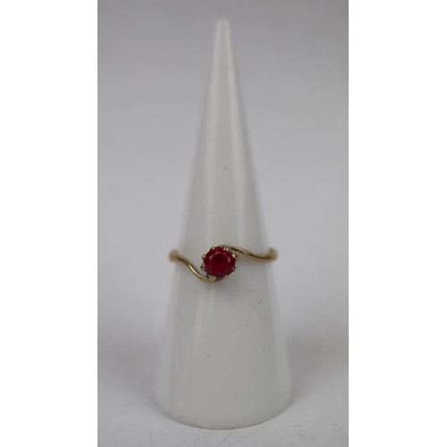 96 - 9ct gold ruby set ring