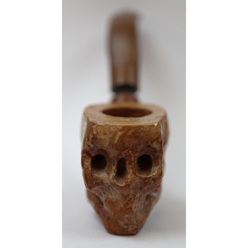 162 - 2 Italian hand carved Briar pipes- 1 'horse's head' design and 1 'skull' design, this one appears un... 