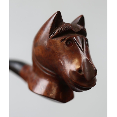 162 - 2 Italian hand carved Briar pipes- 1 'horse's head' design and 1 'skull' design, this one appears un... 