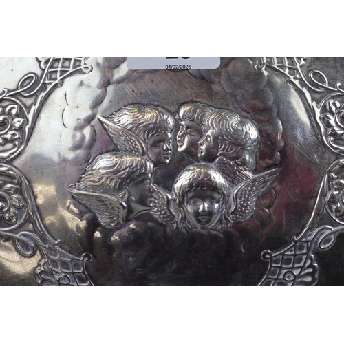 26 - Hallmarked silver tray decorated with cherubs - Approx weight 506g