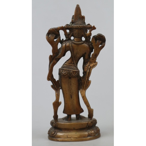 270 - Antique 17th/18thC bronze of Bodhisattva in the form of Padmapani Lokeshvara with traces of earlier ... 