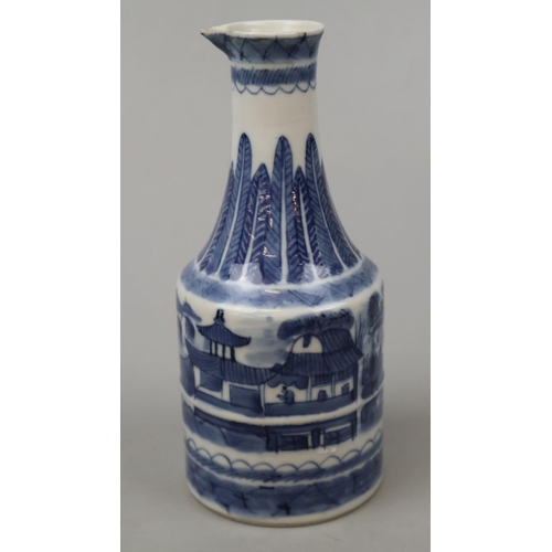 272 - Antique Chinese blue and white ewer landscape scene - Approx 20cm x 10cm