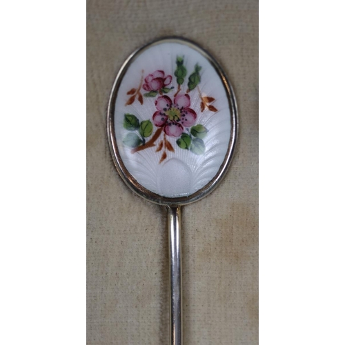 3 - Cased set of silver and enamel coffee bean spoons