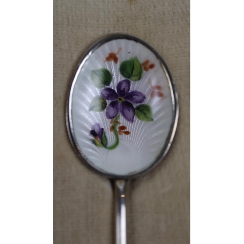 3 - Cased set of silver and enamel coffee bean spoons