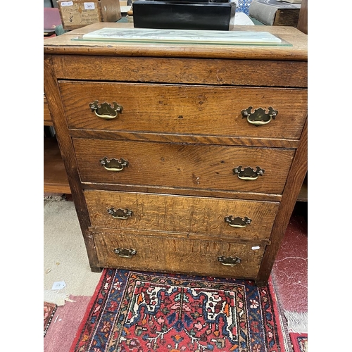 377 - Early oak chest of four drawers - Approx W: 71cm D: 49cm H: 82cm