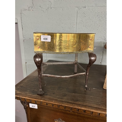 430 - Brass footman together with small wooden stool