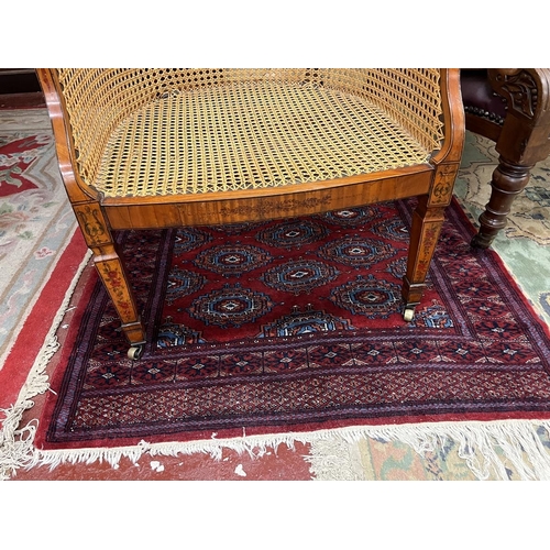 440 - Edwardian Bergère chair with hand painted decoration