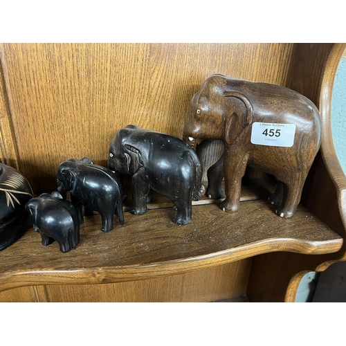 455 - Ebony & rosewood collectables to include elephants