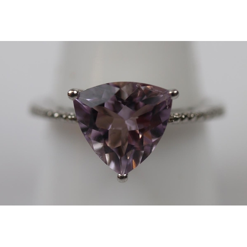 47 - Silver amethyst set ring - Size R