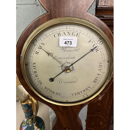 473 - Antique inlaid banjo barometer 