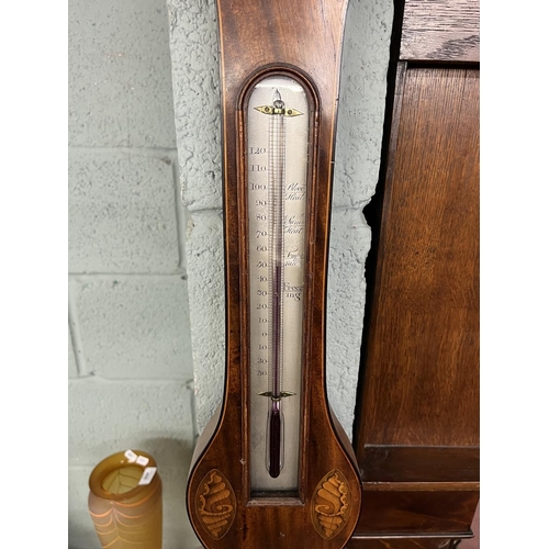 473 - Antique inlaid banjo barometer 