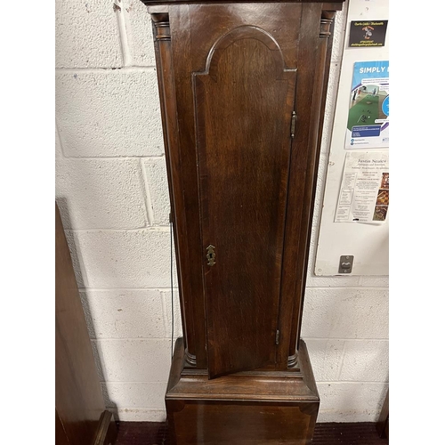 475 - Georgian oak 8 day long case clock by Wood of Grantham in good working order